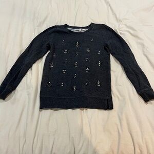 Gray Bejeweled Sweater XXS